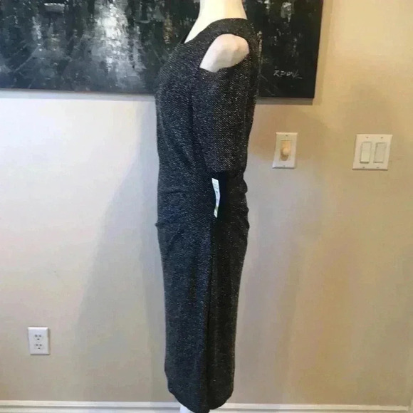 NWT R&M Richards Sparkle Knit Cold Shoulder Sheath Dress w/Side Ruching -Size 14 - Picture 3 of 9